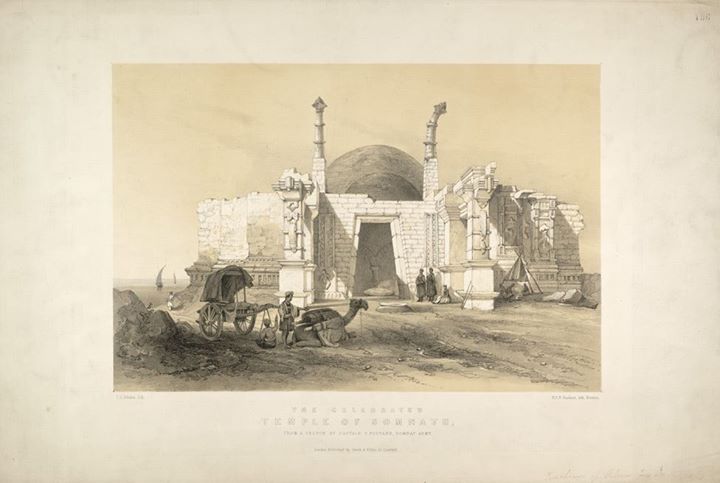 RBSI - The celebrated temple of Somnath - 1850 Lithograph by T.C ...